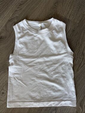 ATHLETA White Ribbed Sleeveless Tank Top